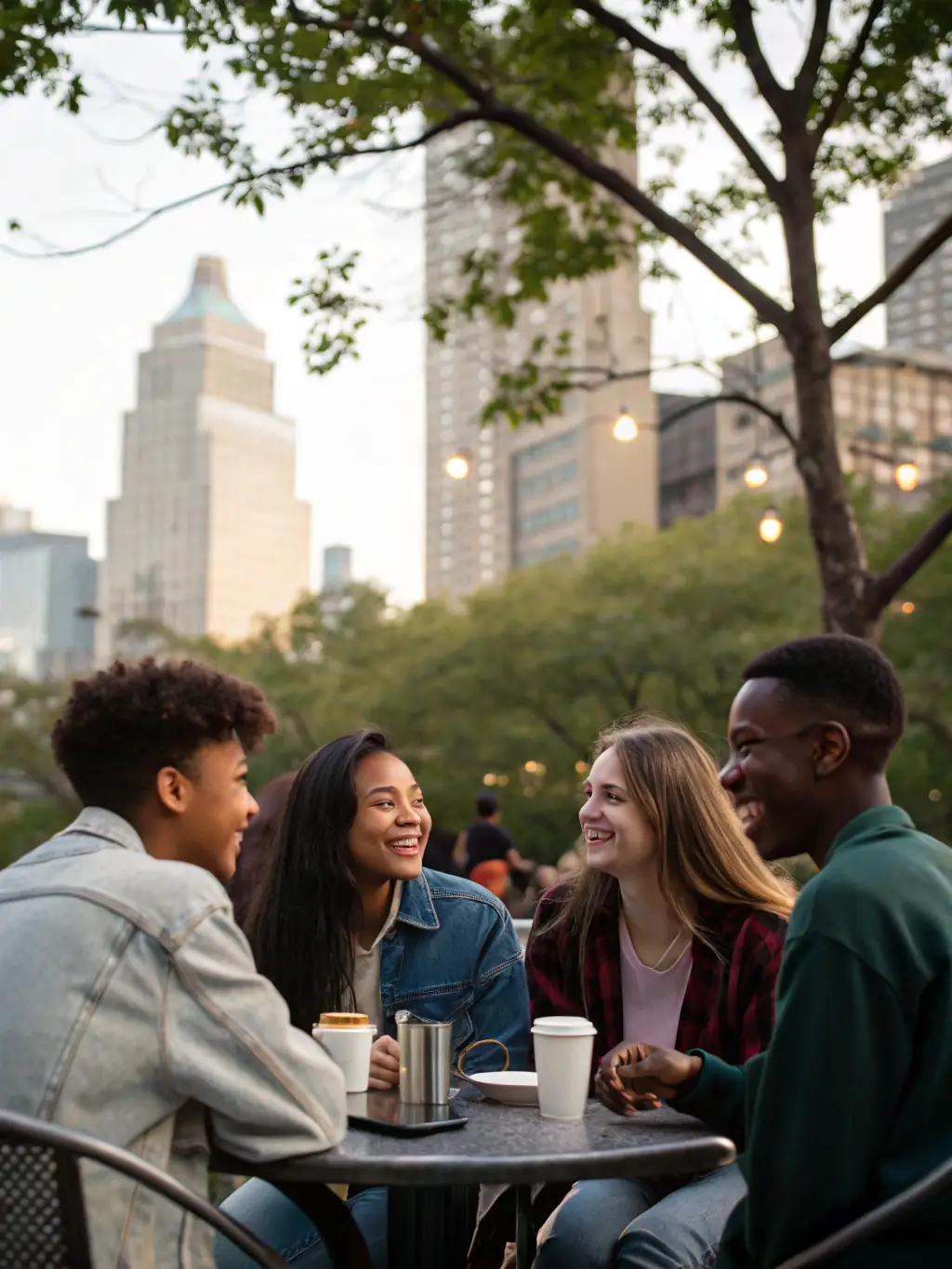 A group photo from a recent NBB community gathering, showcasing people of all ages enjoying music, food, and conversation in a relaxed setting.